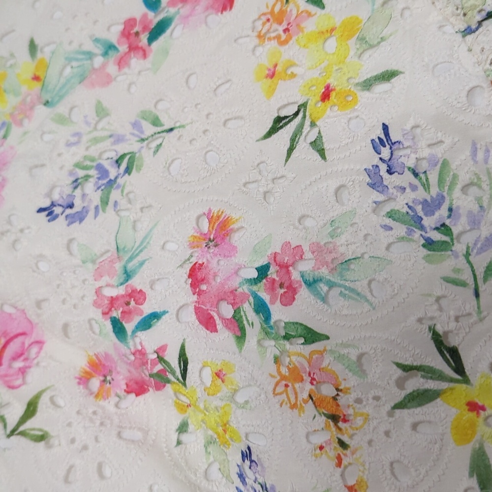 Yumi Kim Be the One watercolor floral eyelet flirty dress puff sleeve Easter - Picture 5 of 9